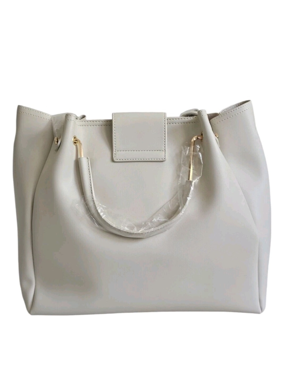 Cream Tote Purse Tassel Yani J'Adore Women 17"X14" Soft Faux Leather Gold Accent - Picture 2 of 16
